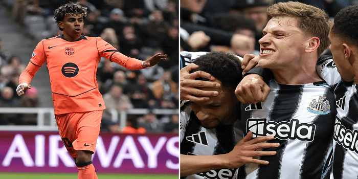 Foto: Barcelona Vs Newcastle United (Sumber: The Sun)