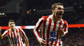 Foto: Pemain Atletico Madrid Sedang Melakukan Selebrasi (Sumber: Reuters)